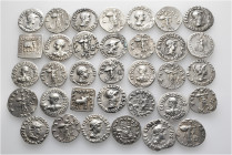 A lot containing 34 silver coins. All: Baktria. Fine to good very fine. LOT SOLD AS IS, NO RETURNS. 34 coins in lot.