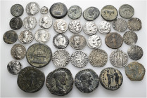 A lot containing 15 silver and 23 bronze coins. Includes: Greek, Roman Provincial, Roman Imperial, Byzantine, Crusaders and Cilician Armenia. Fine to ...