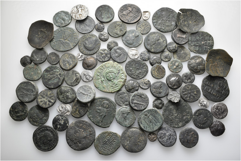 A lot containing 11 silver and 68 bronze coins. Includes: Greek, Roman Provincia...