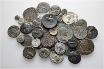 A lot containing 6 silver and 31 bronze coins. Includes: Greek and Roman Imperial. Fair to about very fine. LOT SOLD AS IS, NO RETURNS. 37 coins in lo...