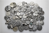 A lot containing 145 silver coins. Includes: Greek, Roman Provincial, Roman Imperial, Byzantine, Medieval, Islamic and Modern. Fair to about very fine...
