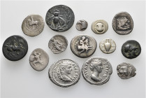 A lot containing 11 silver and 3 bronze coins. Includes: Greek and Roman Imperial. Fine to very fine. LOT SOLD AS IS, NO RETURNS. 14 coins in lot.

...
