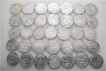 A lot containing 35 silver coins. All: Islamic. Very fine to extremely fine. LOT SOLD AS IS, NO RETURNS. 35 coins in lot.