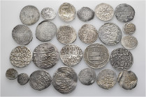 A lot containing 25 silver coins. All: Islamic. Fine to very fine. LOT SOLD AS IS, NO RETURNS. 25 coins in lot.