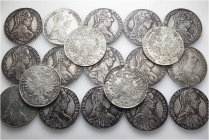 A lot containing 19 silver coins. All: Austrian Talers. Fine to very fine. LOT SOLD AS IS, NO RETURNS. 19 coins in lot.