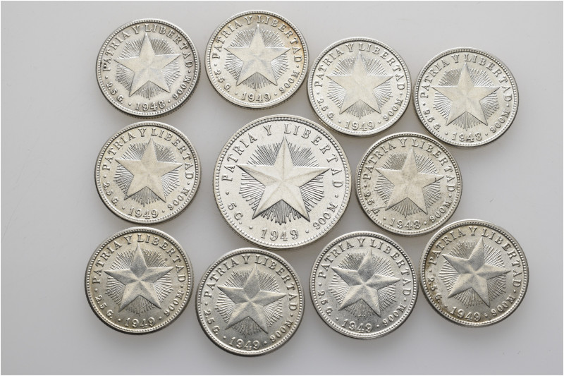 A lot containing 11 silver coins. All: Cuba. Extremely fine to good extremely fi...