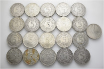 A lot containing 21 silver coins. All: Germany. Good fine to good very fine. LOT SOLD AS IS, NO RETURNS. 21 coins in lot.