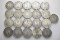 A lot containing 21 silver coins. All: Germany. Good fine to good very fine. LOT SOLD AS IS, NO RETURNS. 21 coins in lot.