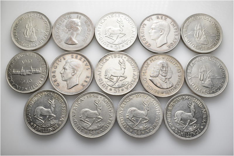 A lot containing 14 silver coins. All: South Africa. Very fine to extremely fine...