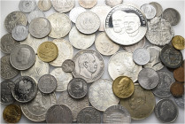 A lot containing 59 silver and bronze coins. All: World. About very fine to good very fine. LOT SOLD AS IS, NO RETURNS. 59 coins in lot.