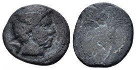 Etruria, Populonia 5 Asses III century BC, AR 13.00 mm., 1.87 g.
 Head of Turms r., wearing winged petasos. Rev. Blank. EC 81, 2-13. Historia Numorum...