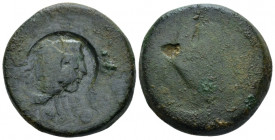 Sicily, Agrigentum Hemilitron circa 405–392, Æ 28.00 mm., 21.45 g.
Head of Heracles r., wearing lion skin, within incuse circle. Rev. Uncertain type....