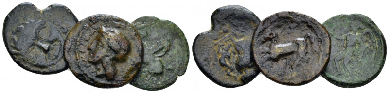 Sicily, Camarina Large lot of 3 Bronzes IV century, Æ 20.00 mm., 7.98 g.
Large ...
