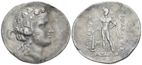 Island of Thrace, Thasos Tetradrachm circa 140-110 BC, AR 31.30 mm., 16.73 g.
Wreathed head of young Dionysos r. Rev. Heracles standing facing, head ...
