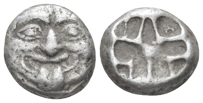 Mysia, Parion Drachm V century BC, AR 11.50 mm., 3.26 g.
Facing gorgoneion, wit...