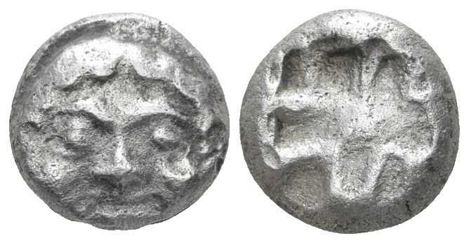 Mysia, Parion Drachm V century, AR 11.90 mm., 3.48 g.
Facing gorgoneion, with m...