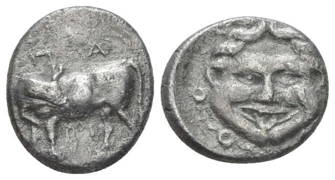 Mysia, Parion Hemidrachm IV century, AR 13.20 mm., 2.24 g.
Gorgoneion. Rev: ΠΑ ...