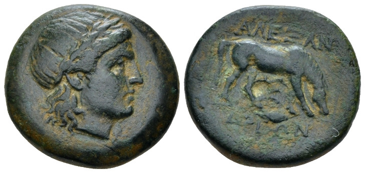 Troas, Alexandreia Bronze circa 300, Æ 21.00 mm., 8.58 g.
Laureate head of Apol...