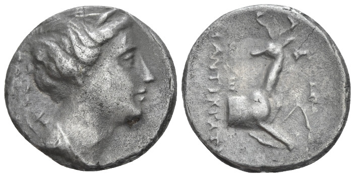 Ionia, Ephesus Didrachm circa 258-202, AR 20.00 mm., 6.23 g.
Bust of Artemis r....