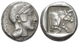 Lycia, Kherei, circa 430-410 Uncertain mint Stater circa 410-390, AR 19.00 mm., 8.47 g.
Helmeted head of Athena r. Rev. Kherêi in Lycian characters F...
