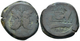L. Sempronius Pitio. As circa 148, Æ 31.00 mm., 29.24 g.
Laureate head of Janus; above, mark of value between PI – TIO. Rev. L·SEMP Prow r.; before, ...