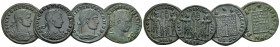 Constantine II, 337-340 Large lot of 4 Folles IV century, &AElig; 17.00 mm., 10.45 g.
 Large lot of 4 Folles, including Constantine II and Constantiu...