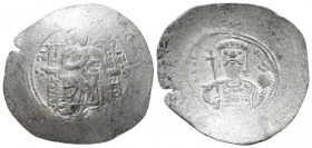 Alexius I Comnenus 1081-1118 Aspron trachy Constantinople After 1092, billon 24.30 mm., 4.00 g.
Nimbate Christ seated facing on throne, raising hand ...