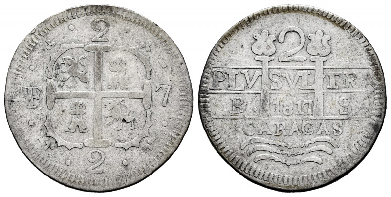 Ferdinand VII (1808-1833). 2 reales. 1817. Caracas. BS. (Cal-728). (Km-C6.1). Ag...