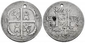 Ferdinand VII (1808-1833). 4 reales. 1819. Caracas. BS. (Cal-1026). Ag. 10,39 g. Lions and castles. Holed. Very rare. VF. Est...500,00. 

Spanish De...