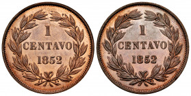 Venezuela. Copper proof pattern 1 centavo, 1852, double reverse. 30,5 mm- (Km-Pn27). A few specimens known. Some luster. 10,34 g. Almost MS. Est...110...
