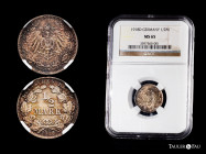 Germany. Wilhelm II. 1/2 mark. 1918. München. D. (Km-17). Ag. Slabbed by NGC as MS 65. This coin is exempt from any export license fee. NGC-MS. Est......