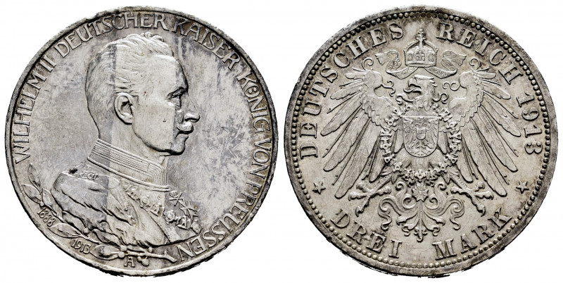 Germany. Prussia. Wilhelm III. 3 mark. 1913. Berlin. A. (Km-535). Ag. 16,67 g. M...