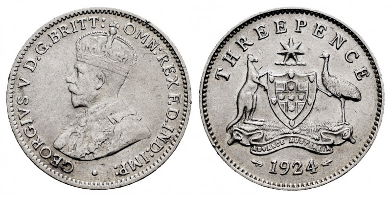 Australia. George V. 3 pence. 1924. (Km-24). Ag. 1,41 g. Choice VF/Almost XF. Es...