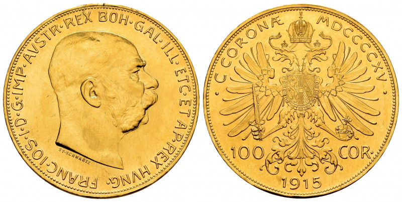 Austria. Franz Joseph I. 100 corona. 1915. (Km-2819). (Fried-507R). Au. 33,87 g....