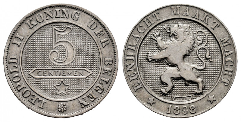 Belgium. Leopold II. 5 centimes. 1898. (Km-41). Cu-Ni. 3,02 g. VF/Choice VF. Est...