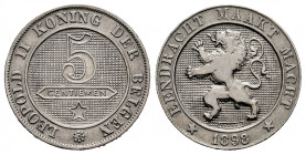 Belgium. Leopold II. 5 centimes. 1898. (Km-41). Cu-Ni. 3,02 g. VF/Choice VF. Est...40,00. 

Spanish Description: Bélgica. Leopoldo II. 5 centimes. 1...