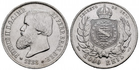Brazil. D. Pedro II. 2000 reis. 1888. (Km-485). Ag. 25,42 g. Cleaned. Choice VF. Est...35,00. 

Spanish Description: Brasil. D. Pedro II. 2000 reis....