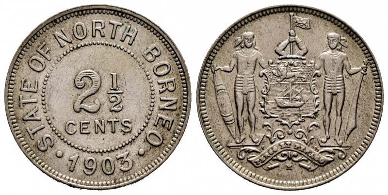 British North Borneo. 2 1/2 cents. 1903. Heaton. H. (Km-4). 5,10 g. XF. Est...35...