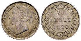 Newfoundland. Victoria Queen. 20 cents. 1890. Terranova. (Km-4). Ag. 4,71 g. Scarce. Choice VF. Est...100,00. 

Spanish Description: Newfoundland. V...