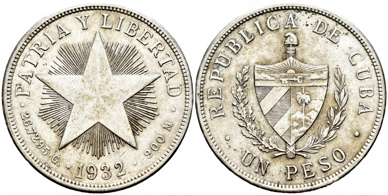 Cuba. 1 peso. 1932. (Km-15.2). Ag. 26,65 g. Almost XF. Est...25,00. 

Spanish ...