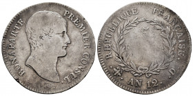 France. Napoleon Bonaparte. 5 francs. An 12 (1803-1804). Paris. A. (Km-660.1). (Gad-577). Ag. 24,46 g. Minor nicks. Choice F. Est...50,00. 

Spanish...
