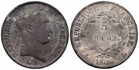 France. Napoleon Bonaparte. 5 francs. 1808. Bayonne. L. (Km-686.8). (Gad-583). Ag. 24,77 g. It retains some original luster on reverse. Rare. Almost X...