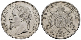 France. Napoleon III. 5 francs. 1869. Strasbourg. BB. (Km-799.2). (Gad-739). Ag. 25,05 g. Almost XF. Est...50,00. 

Spanish Description: Francia. Na...