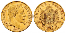 France. Napoleon III. 20 francs. 1869. Strasbourg. BB. (Km-801.2). (Gad-1062). (Fried-585). Au. 6,42 g. Almost XF/Choice VF. Est...300,00. 

Spanish...