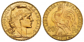 France. III Republic. 20 francs. 1913. (Km-857). (Fried-596). Au. 6,47 g. Mint state/Almost MS. Est...310,00. 

Spanish Description: Francia. III Re...