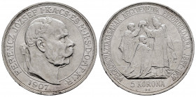 Hungary. Franz Joseph I. 5 korona. 1907. (Km-489). Ag. 24,02 g. XF. Est...35,00. 

Spanish Description: Hungría. Franz Joseph I. 5 korona. 1907. (Km...