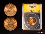 Mexico. 20 centavos. 1959. (Km-440). Ae. Slabbed by ANACS as MS 63 RED. This coin is exempt from any export license fee. ANACS-MS. Est...50,00. 

Sp...