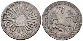 Mexico. 8 reales. 1850. Durango. JMR. (Km-377.4). Ag. 25,76 g. Nicks on edge. Scarce. Almost VF. Est...100,00. 

Spanish Description: México. 8 real...