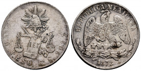 Mexico. 1 peso. 1872. Guanajuato. S. (Km-408.4). Ag. 27,01 g. Almost XF/Choice VF. Est...100,00. 

Spanish Description: México. 1 peso. 1872. Guanaj...