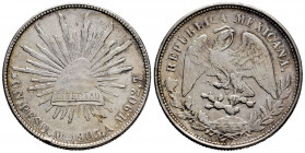 Mexico. 1 peso. 1903. México. AM. (Km-409.2). Ag. 27,02 g. Minor nick on the edge. Choice VF. Est...35,00. 

Spanish Description: México. 1 peso. 19...